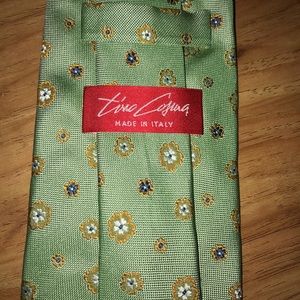 Tino Cosura Silk Tie Sea foam Green with White and Navy flowers